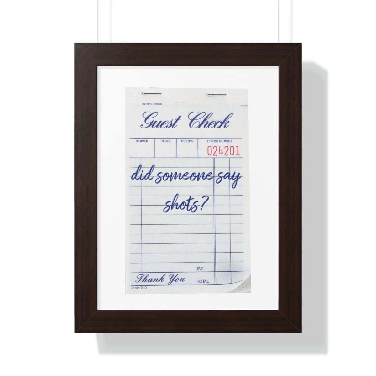 Custom Guest Check Framed Print - Forma Custom